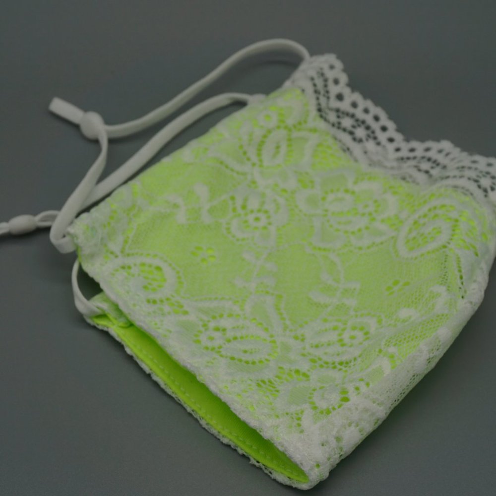 White Green Lace Face Mask Dust mask Fashion mask - Picture 4 of 5